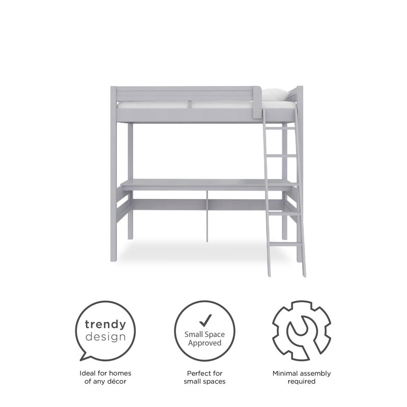 Isabelle & Max™ Everiz Twin Solid Wood Loft Bed with BuiltinDesk by